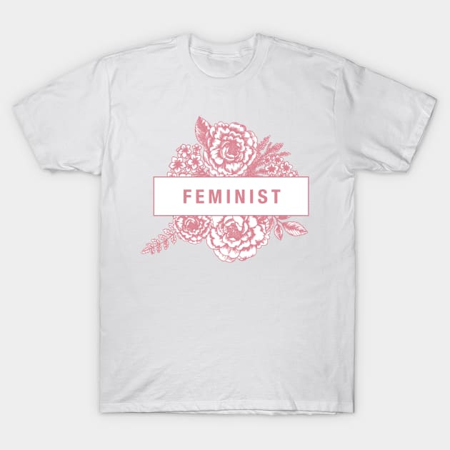 Floral FEMINIST Sticker T-Shirt by aterkaderk